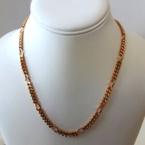 MONET Unisex Figaro Gold Tone Chain Link Necklace 17" - Vtg